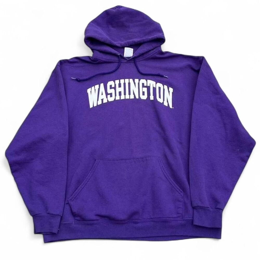 Vintage washington Jerzees Men's Purple Hoodie